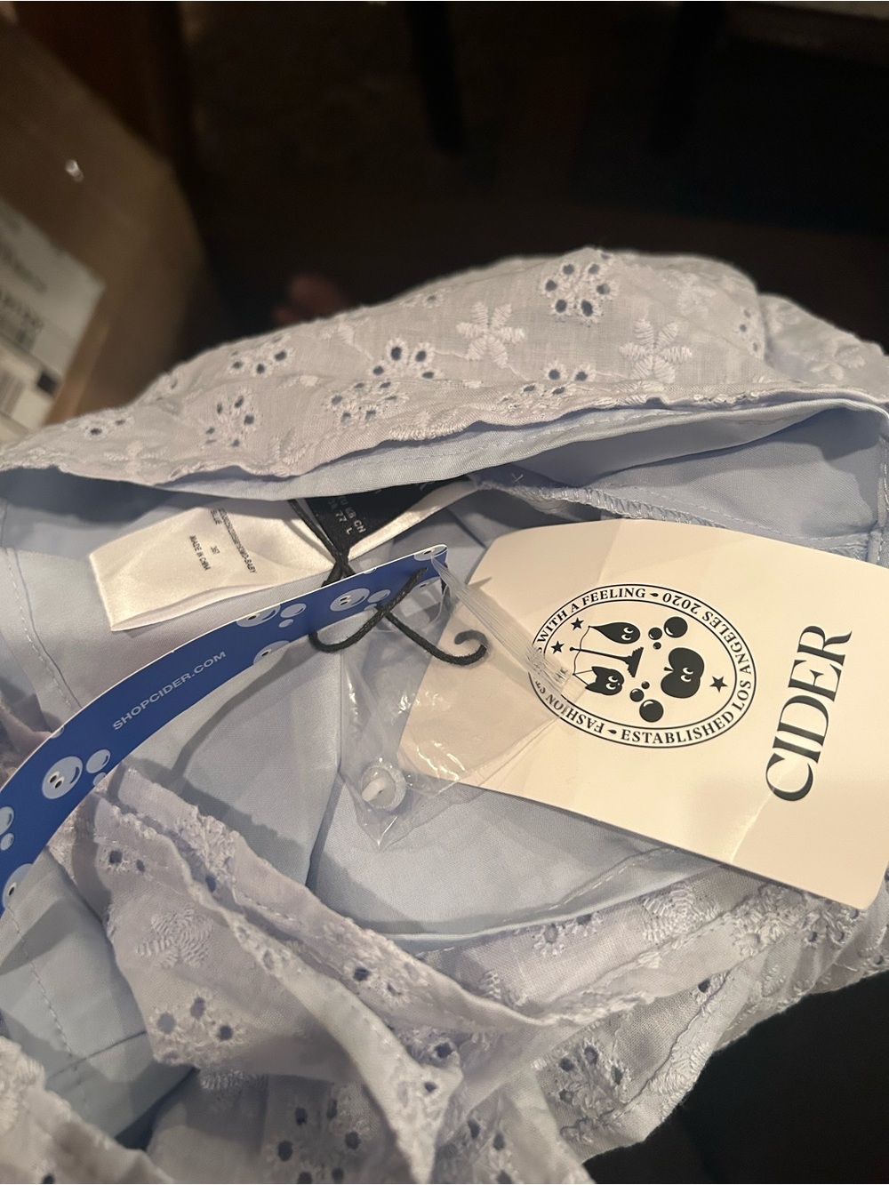NWT CIDER COTTON V-NECK BRODERIE ANGLAISE FLORAL BUTTON MIDI DRESS - Picture 13 of 15